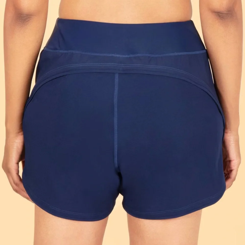 Lands' End Women's UPF Full Coverage Swim Board Shorts‎ - Navy Blue M